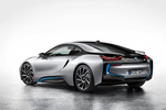 BMW i8 Gama i8 Gama i8 Coup&eacute; Ionic Silver con acentuaci&oacute;n BMW i Blau Exterior Posterior-Lateral 3 puertas