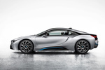 BMW i8 Gama i8 Gama i8 Coup&eacute; Ionic Silver con acentuaci&oacute;n BMW i Blau Exterior Lateral 3 puertas