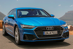 Audi A7 55 TFSI 250 kW (340 CV) quattro S tronic Paquete S-Line Turismo Azul Ara Exterior Frontal-Lateral 5 puertas